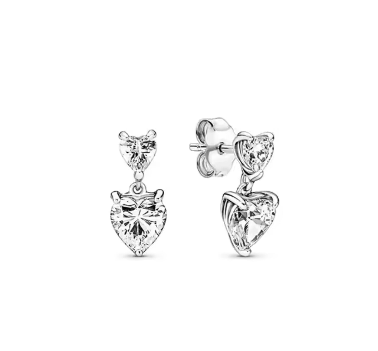 The Silver Diamanté Dangle Heart Drop Earrings