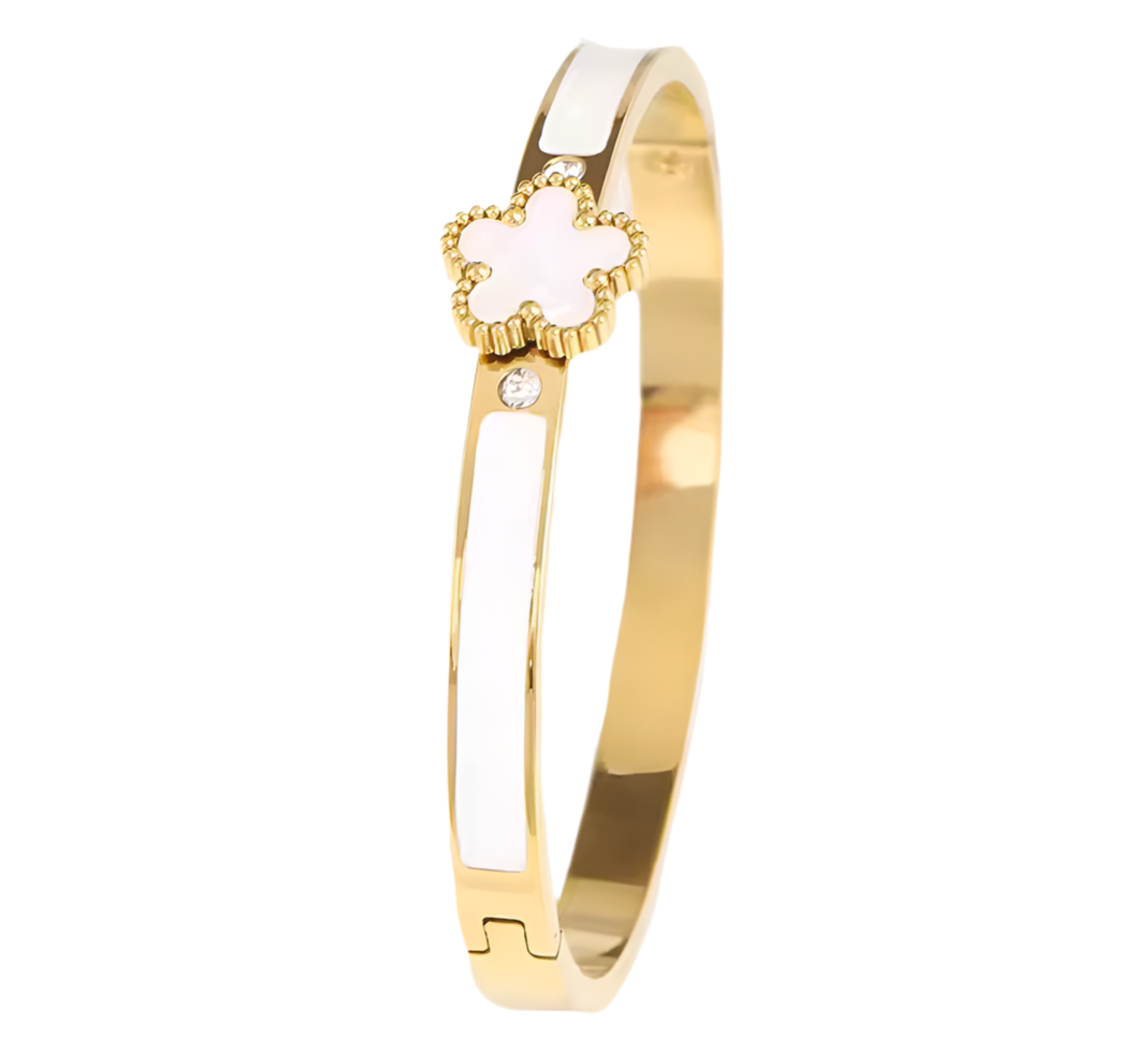 The White Snow Clover Bangle