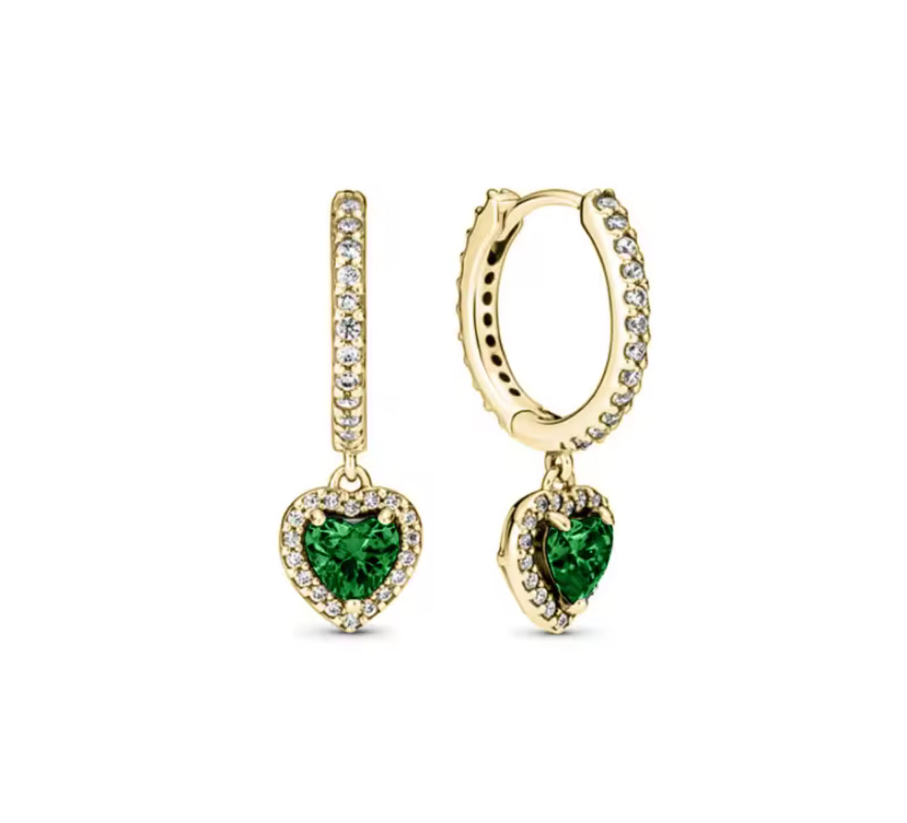 The Gold Emerald Green Celestial Heart Huggies