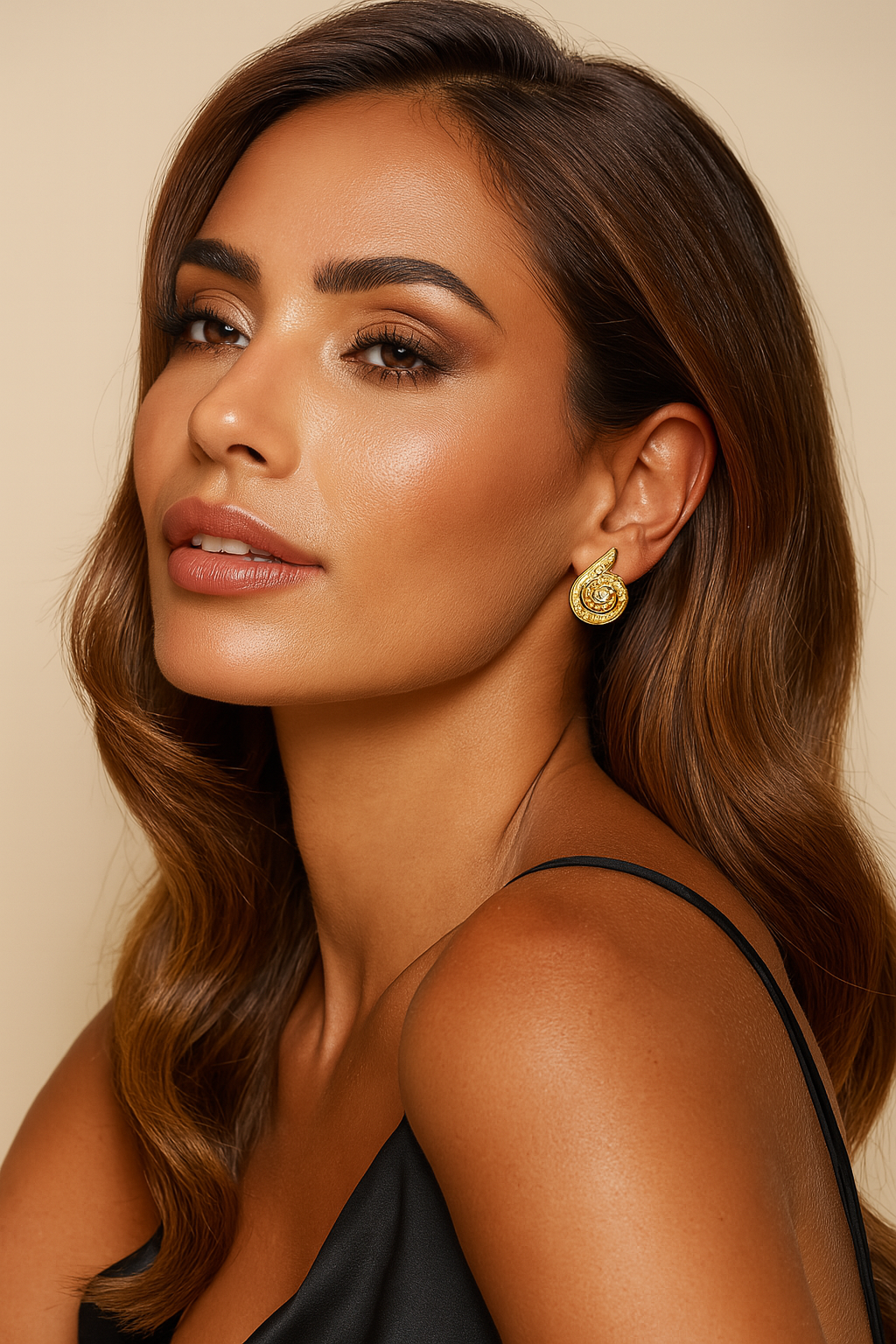 The Gold Gilded Shell Spiral Tide Earrings