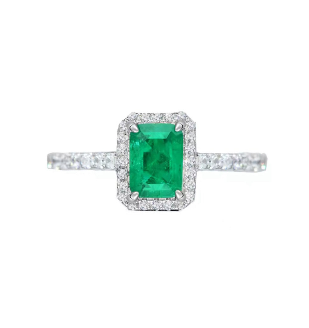 The Silver Emerald Realms Halo Ring