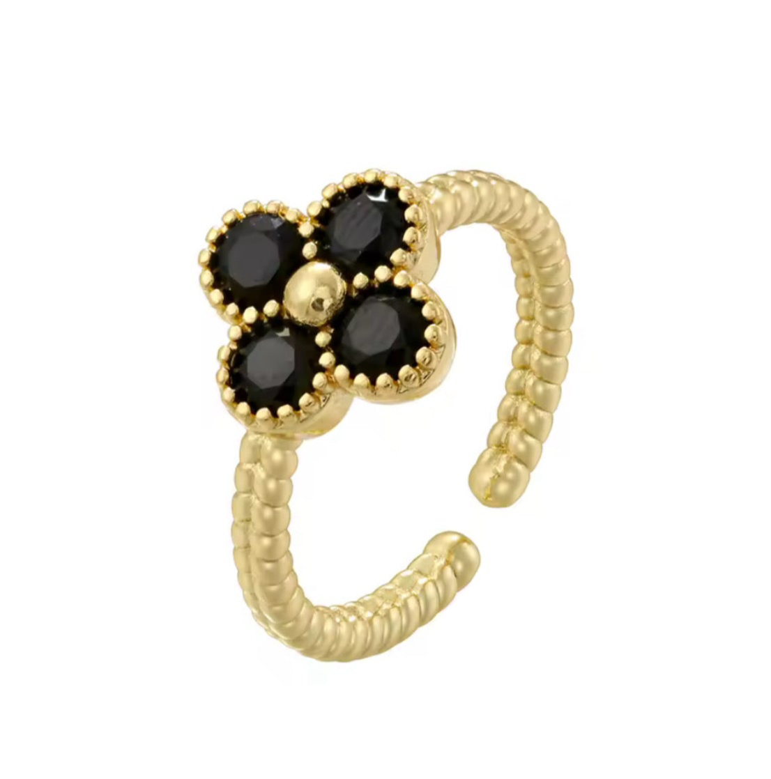 The Golden Noir Flower Ring