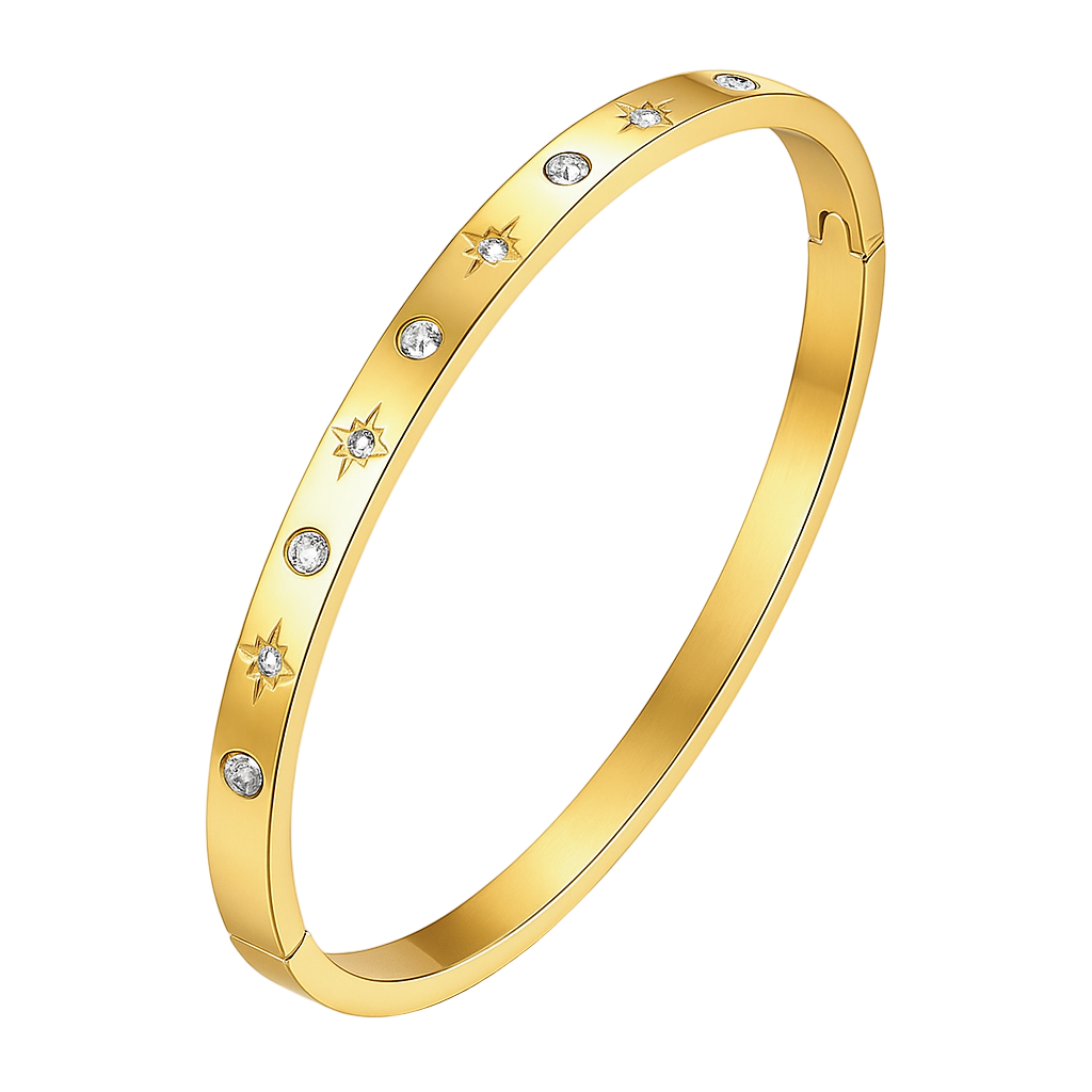 The Gold Astra Star Gemstone Halo Bangle