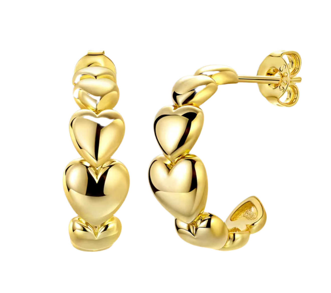 The Gold Bubble Heart Earrings