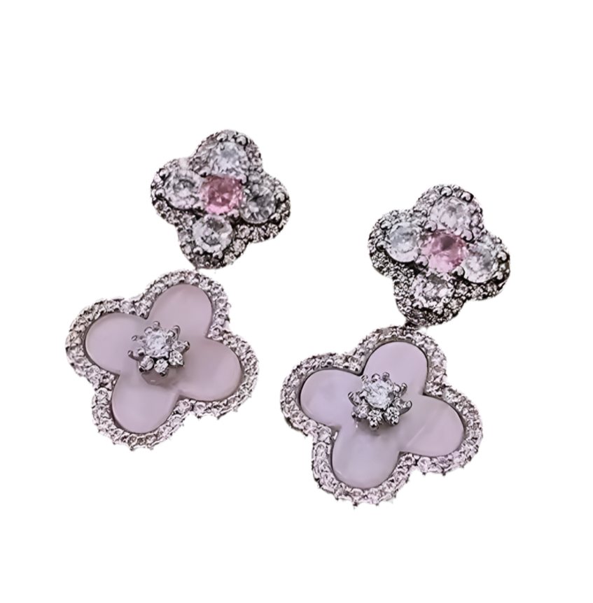 The Silver Dreamy Sakura Flower Drape Earrings