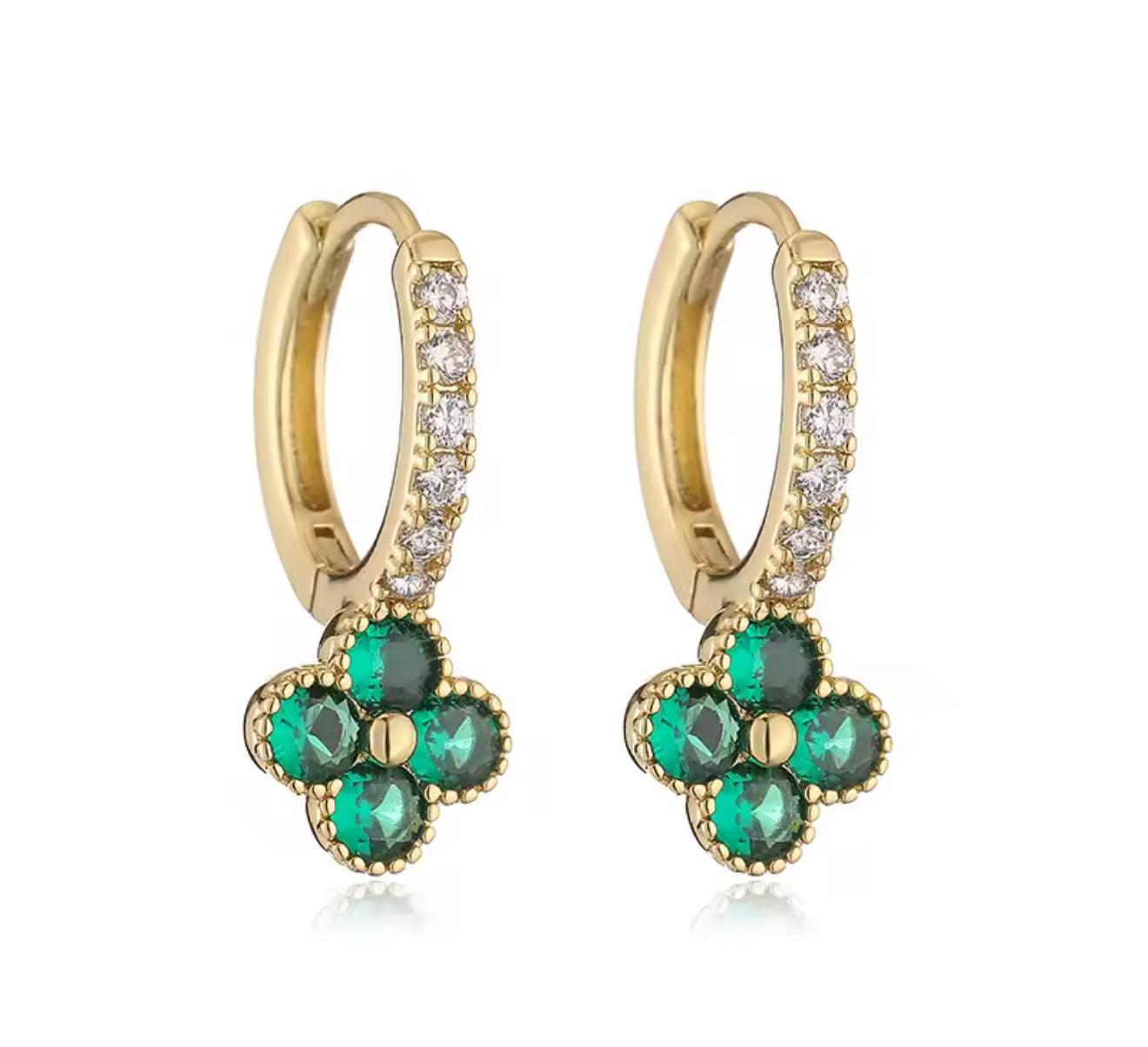 The Gold Glitter Emerald Green Flower Huggies