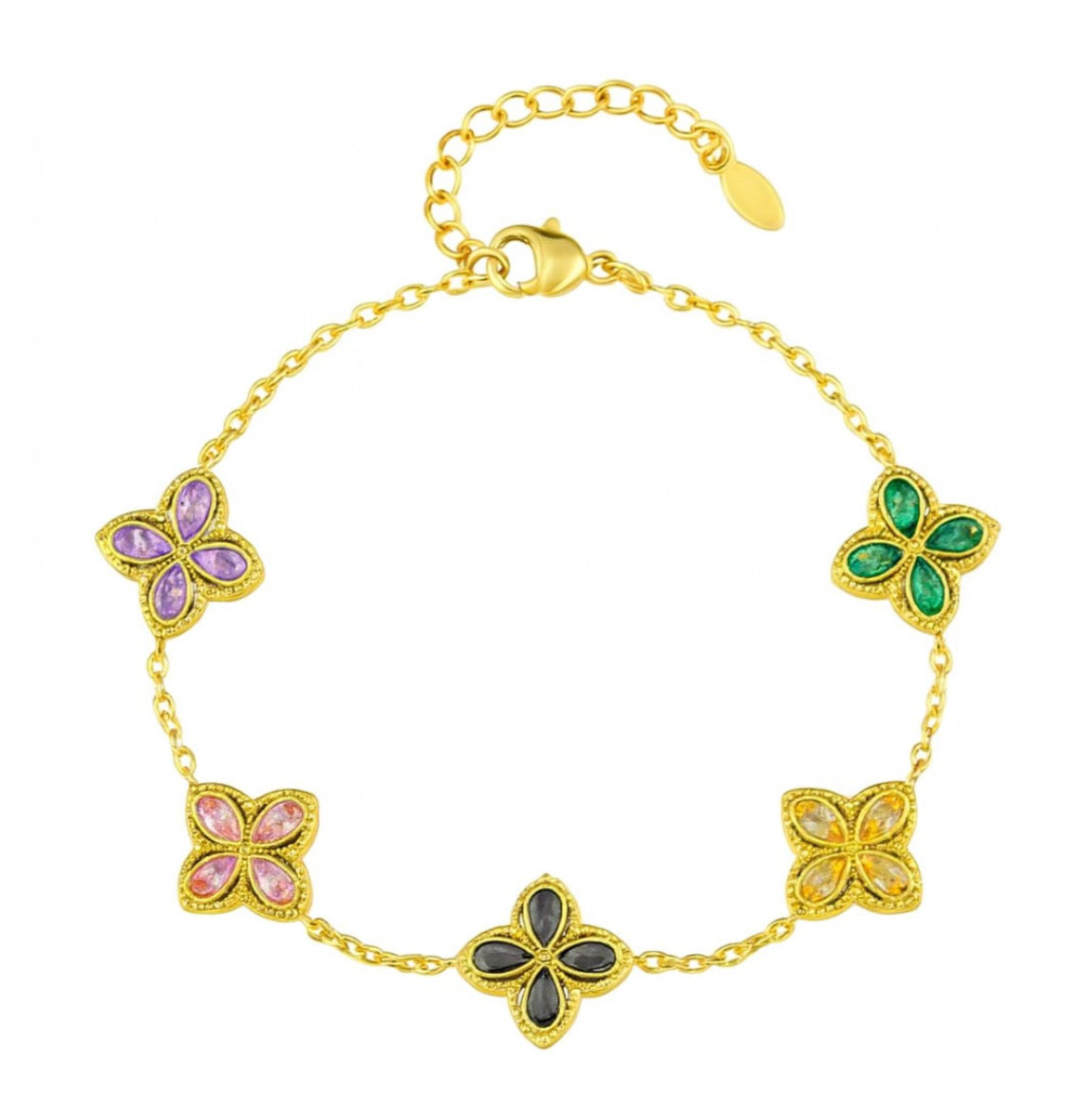 The Gold Multicolour Fleuré Bracelet