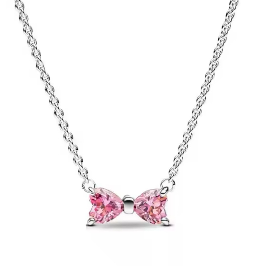 The Eclat Rose Sparkling Bow Necklace