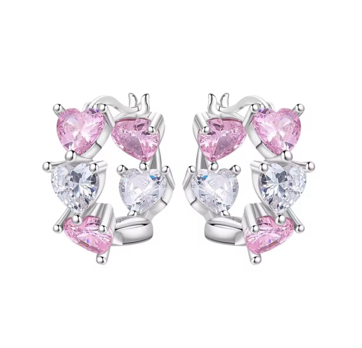 The Pink Icy Cluster Candy Heart Hoops