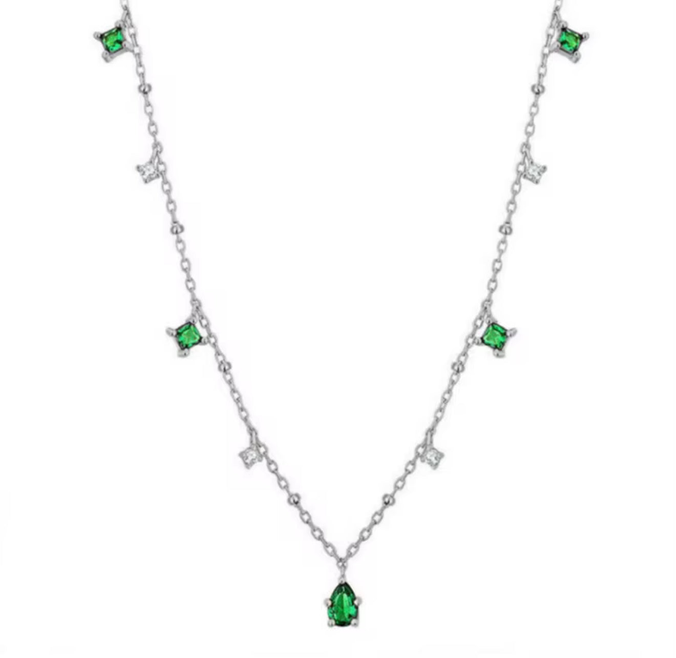 The Silver Emerald Sky Necklace