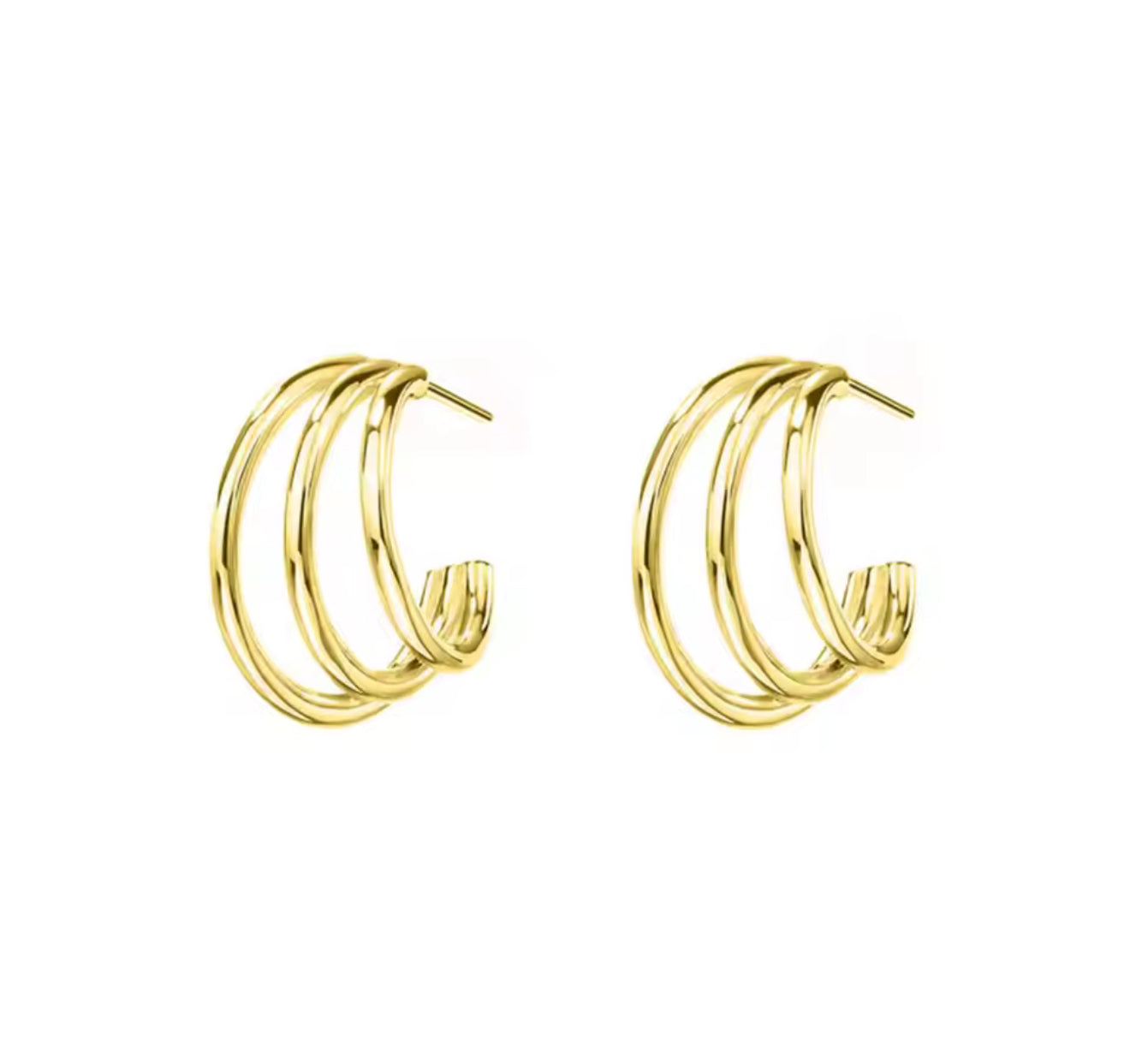 The Gold Elegant Triple Hoops