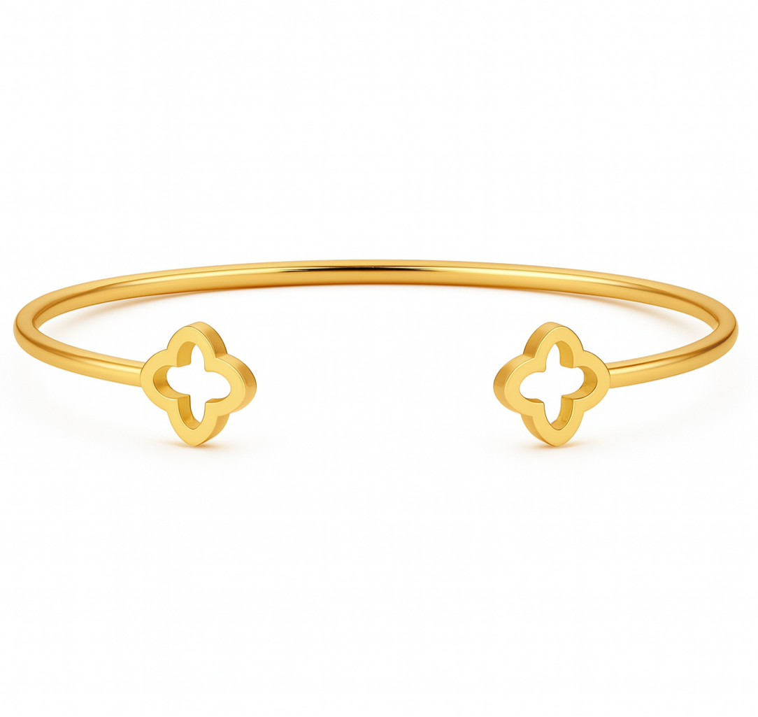 The Golden Open Flower Bangle