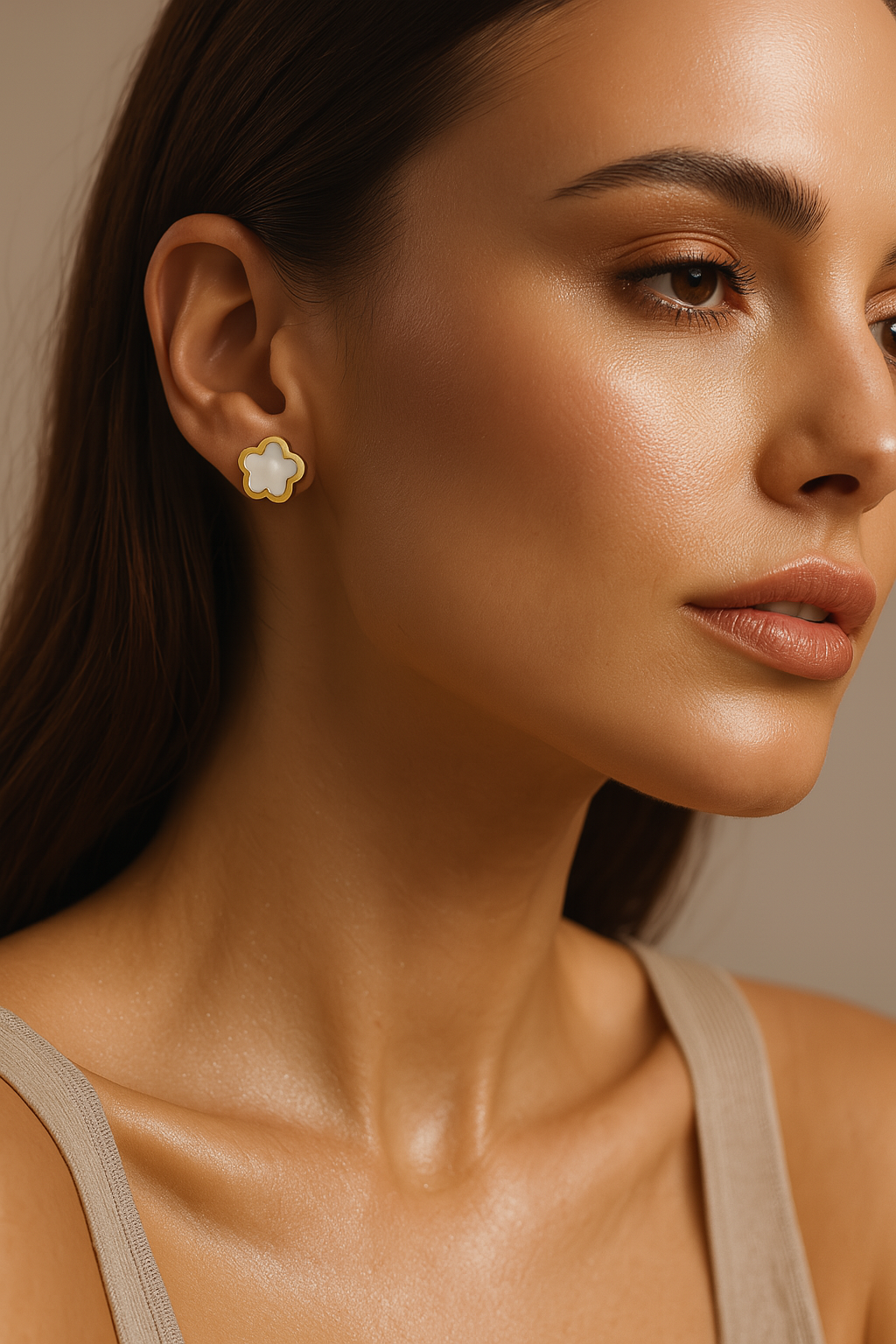 The Luxury Pearly White Clover Studs