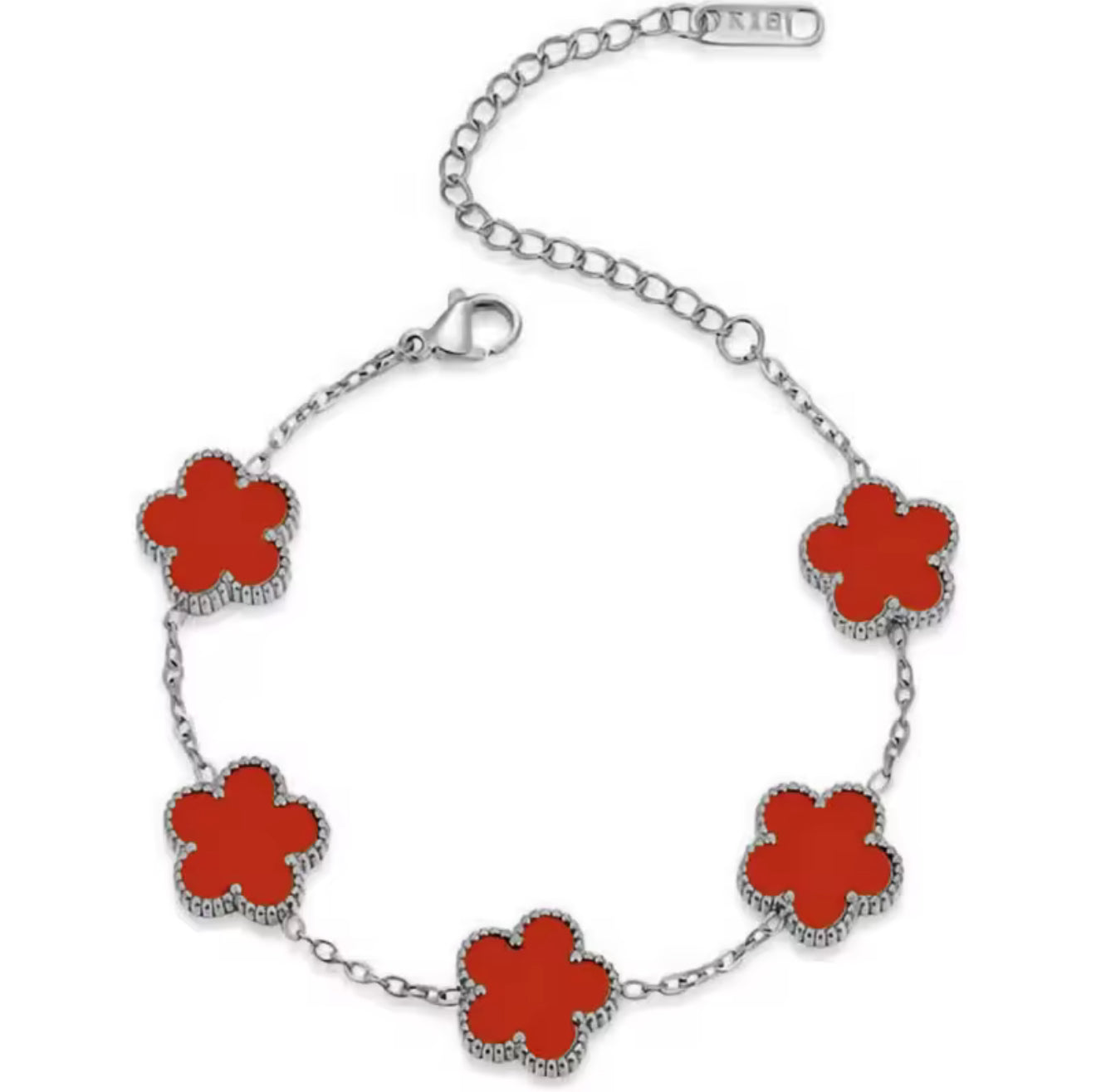 The Silver Red Wine Flower Bracelet
