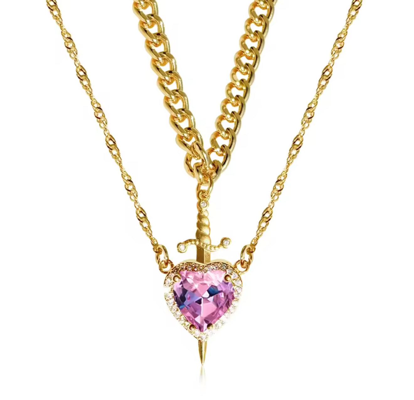 The Golden Dagger To The Heart Necklace