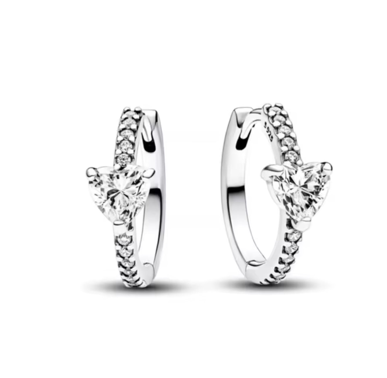 The Silver Sparkling Dainty Heart Hoops