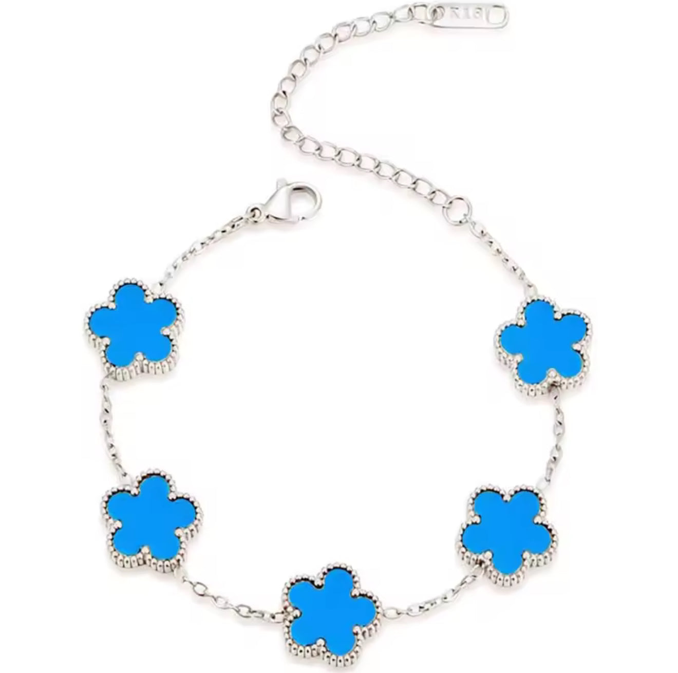 The Silver Ocean Blue Flower Bracelet