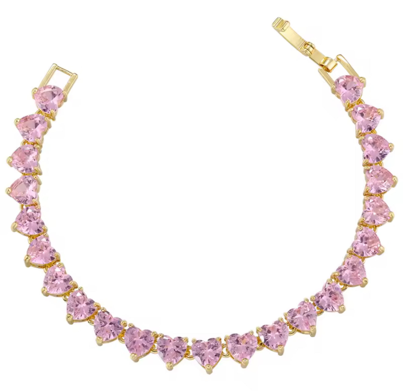 Ariana Grandè Pink & Gold Heart Tennis Bracelet