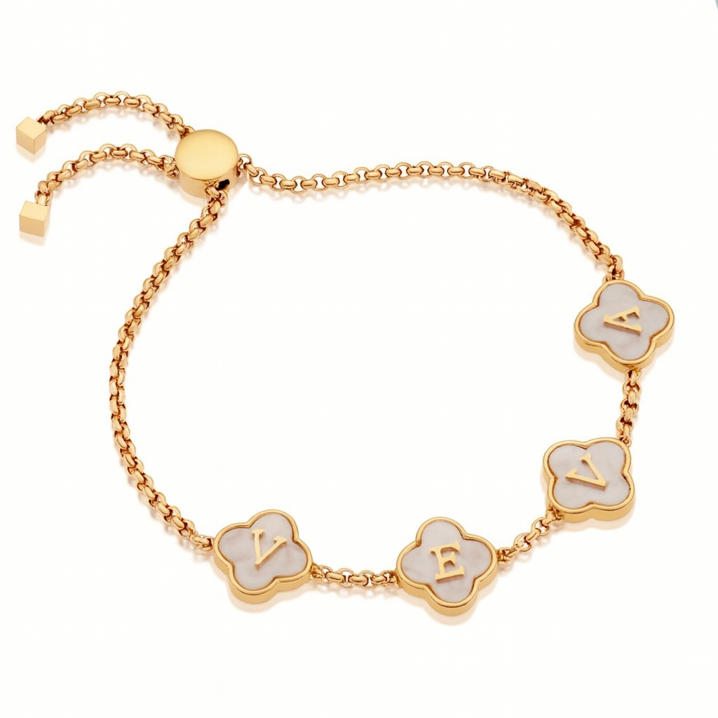 The Gold Personalised Name Clover Bracelet