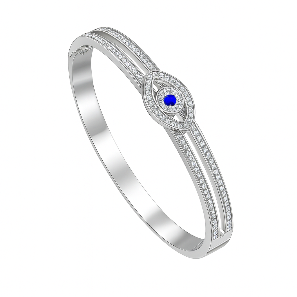 The Silver Sparkling Magical Evil Eye Bangle