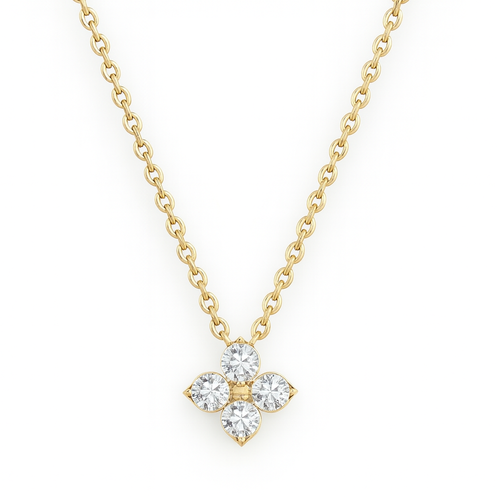 The Gold Dainty Sparkling Solene Flower Necklace