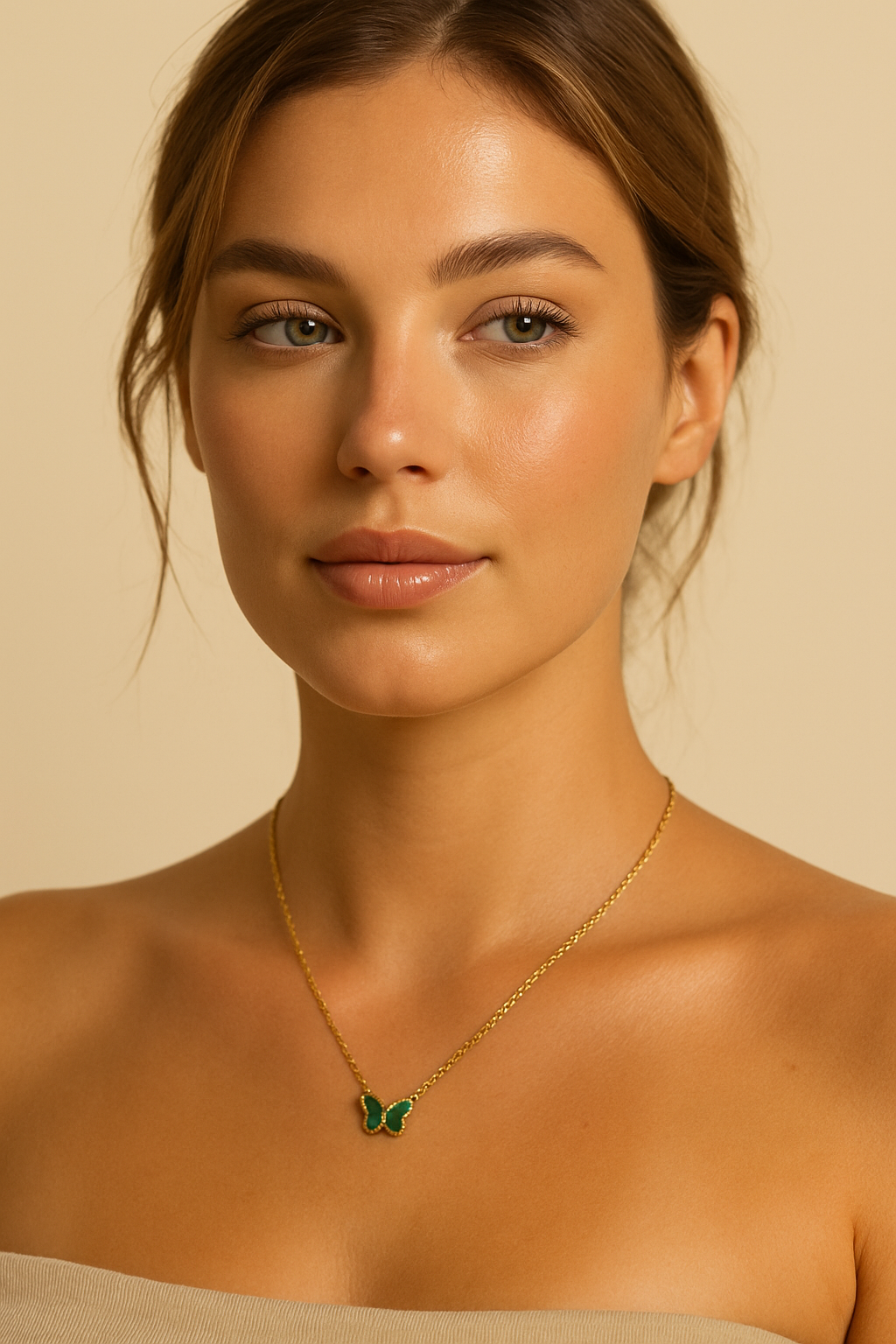 The Golden Emerald Green Magic Butterfly Necklace