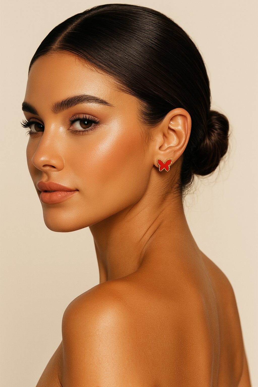 The Golden Red Magic Butterfly Earrings