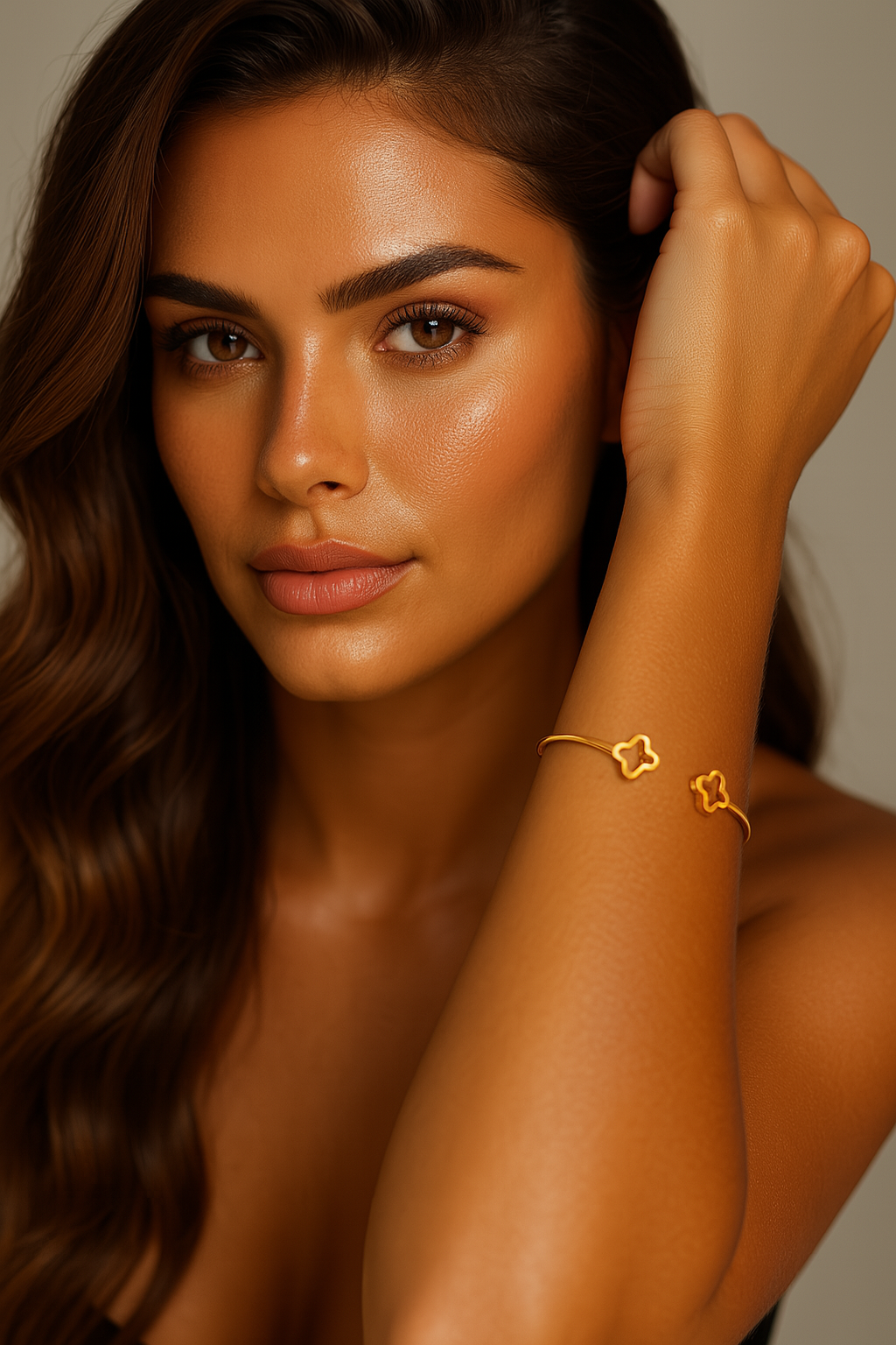 The Golden Open Flower Bangle