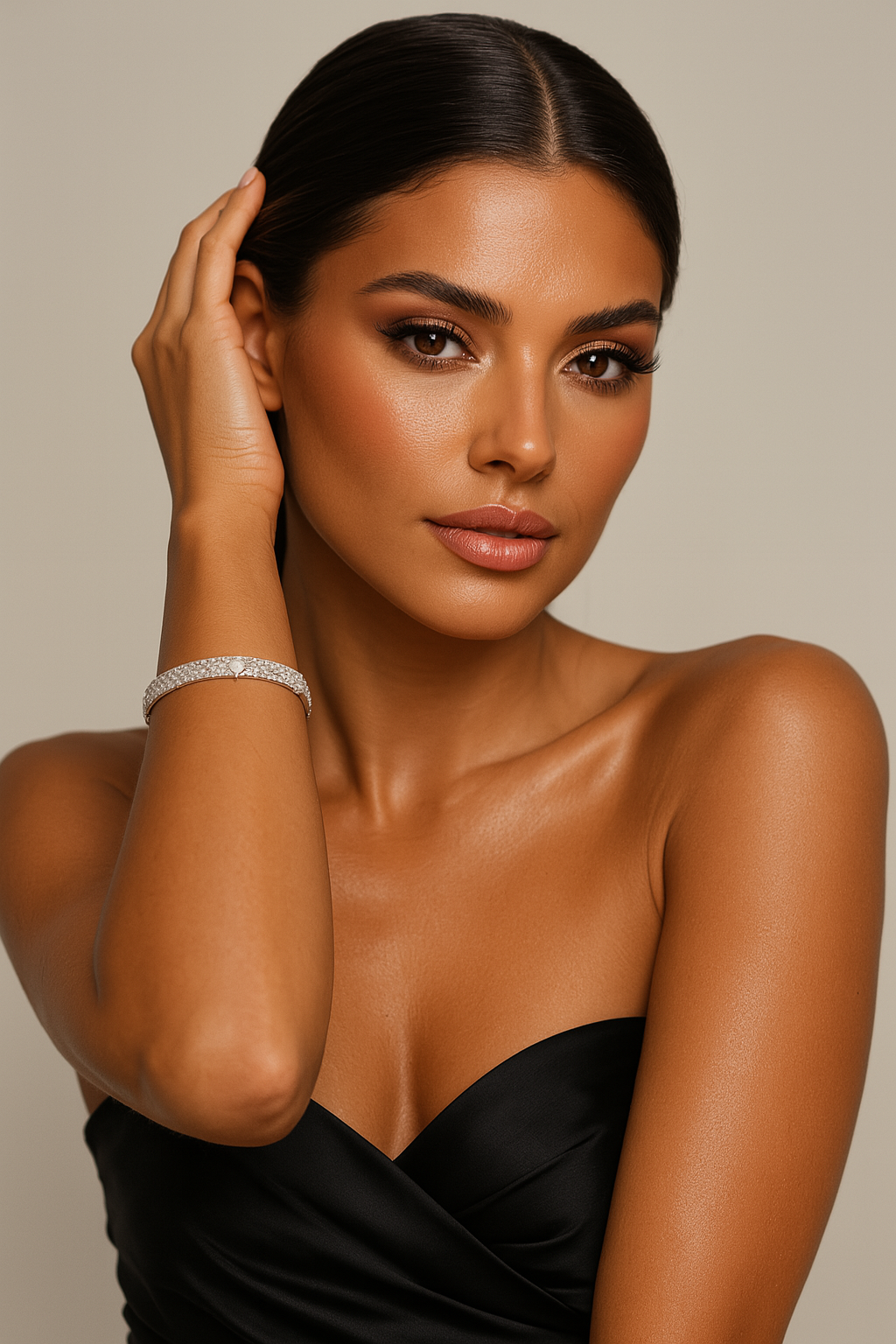 The Silver Glitter Flower Bangle