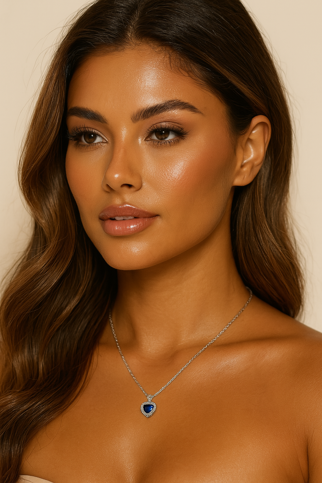 The Deep Blue Wave Heart Pendant Necklace