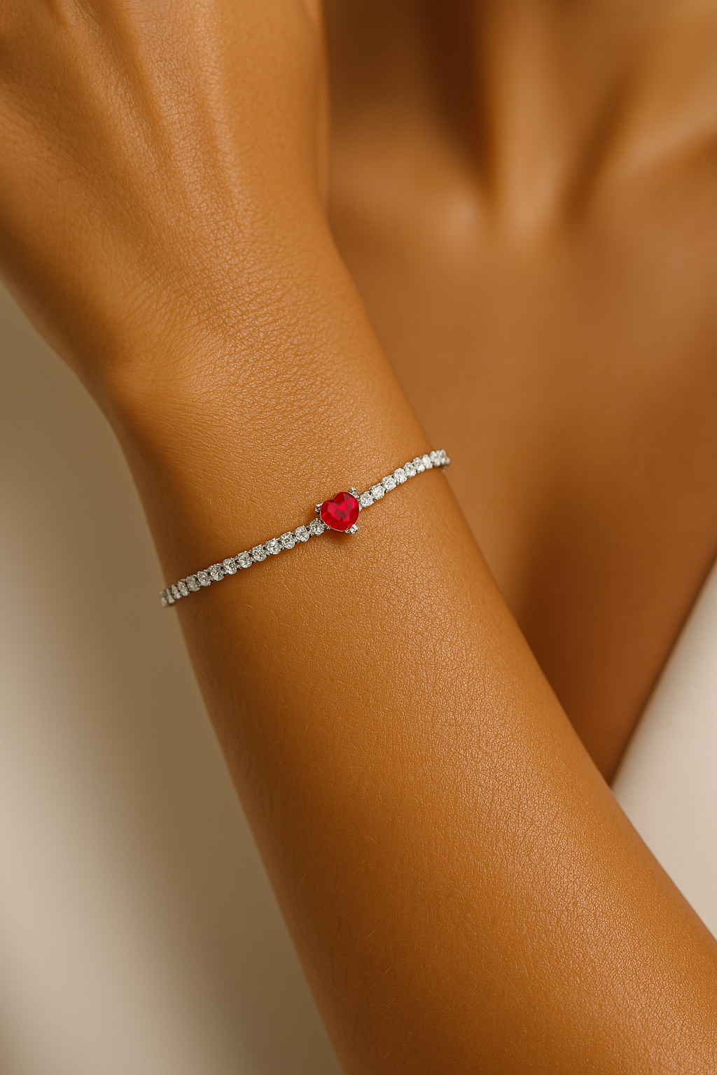 The Dreamy Romance Red Heart Tennis Bracelet
