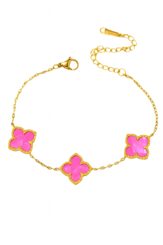 The Gold Barbie Pink Flower Petal Bracelet