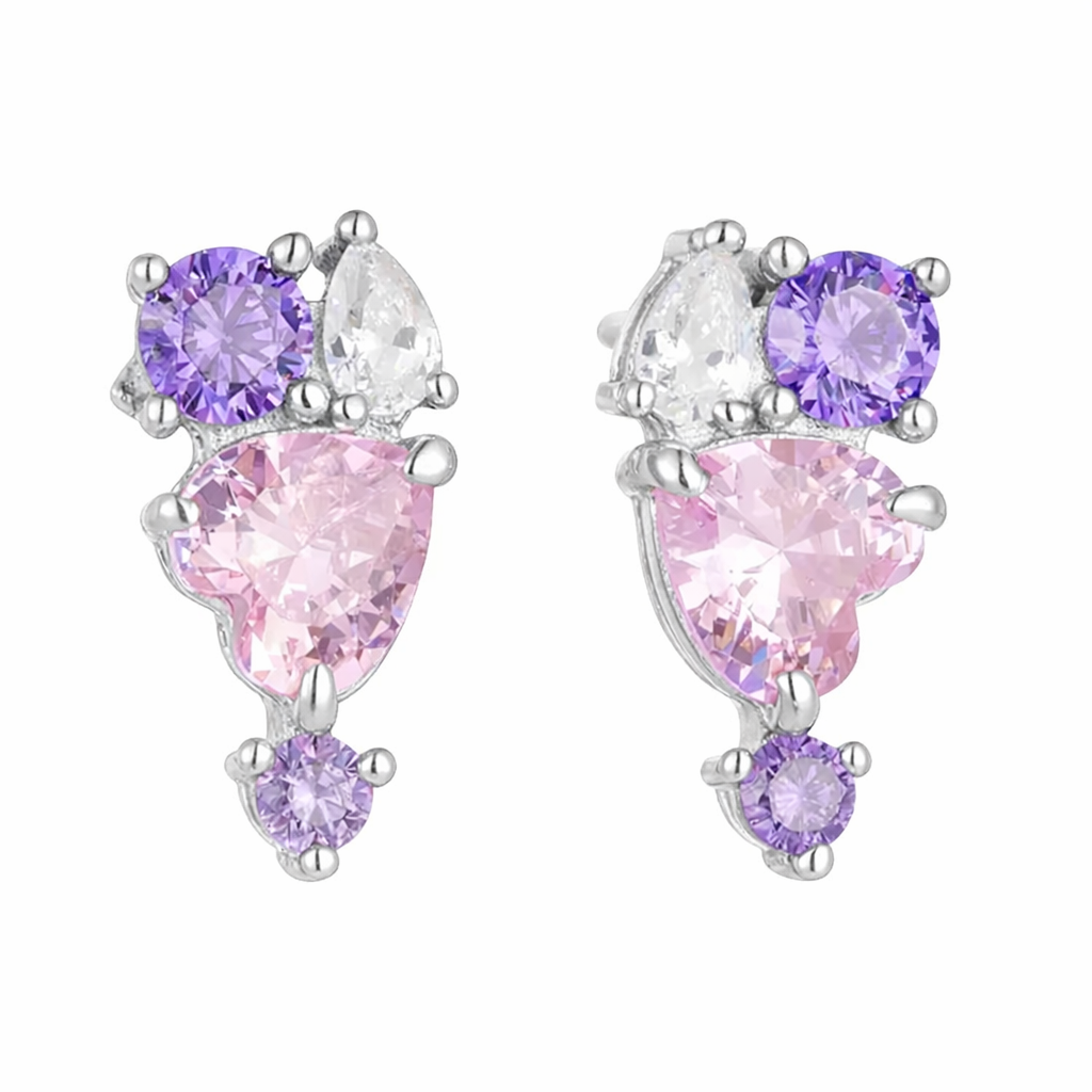 The Silver Dangle Hearts of Heaven Studs