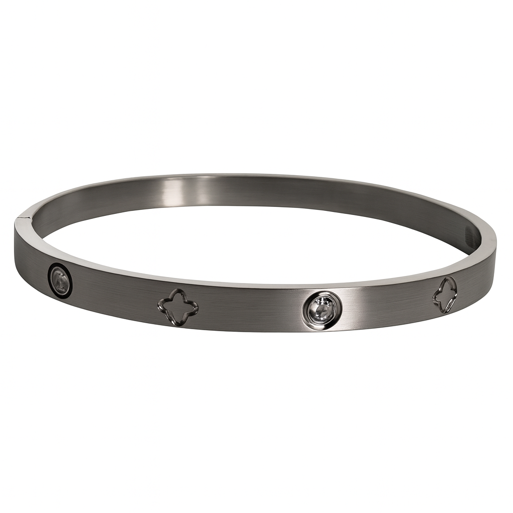 The Premium Luxury Silver Flower Bangle