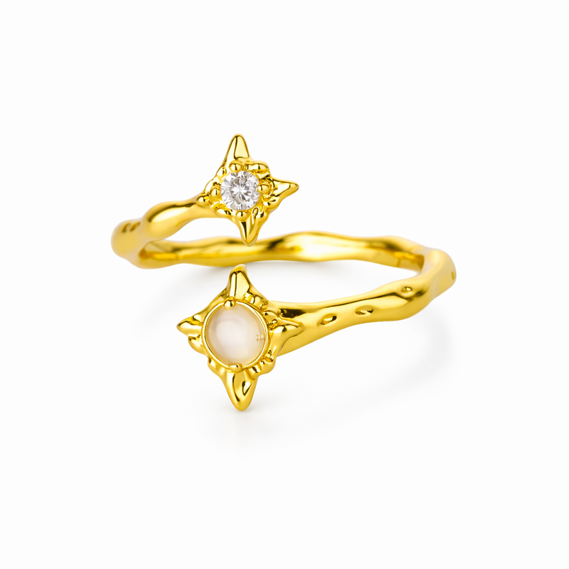 The Gold Positano Twin Star Ring