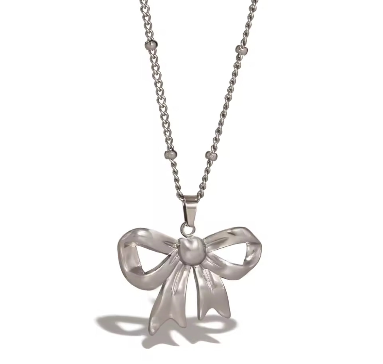 The Silver Coquette Bow Necklace