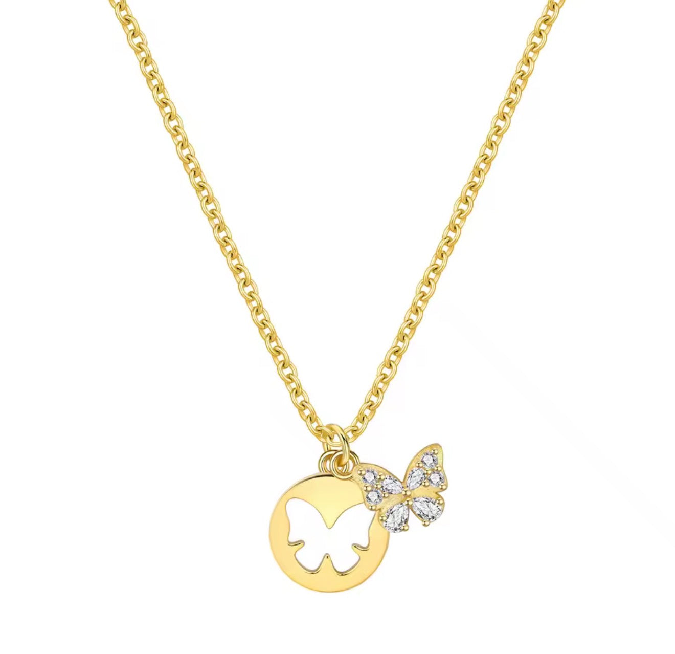 The Gold Radiant Butterfly Emblem Necklace
