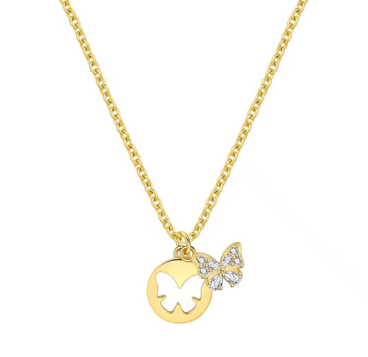 The Gold Radiant Butterfly Emblem Necklace