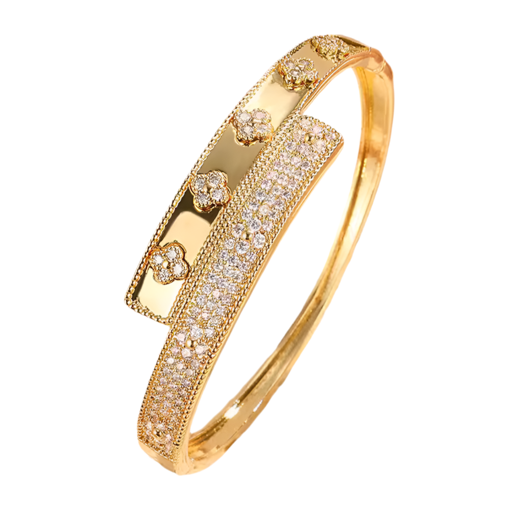 The Gold Diamanté Wrapped Clover Bangle