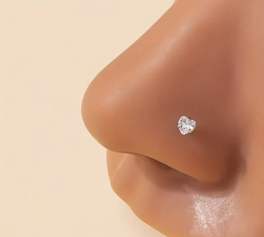 The Silver Amour Heart Nose Stud