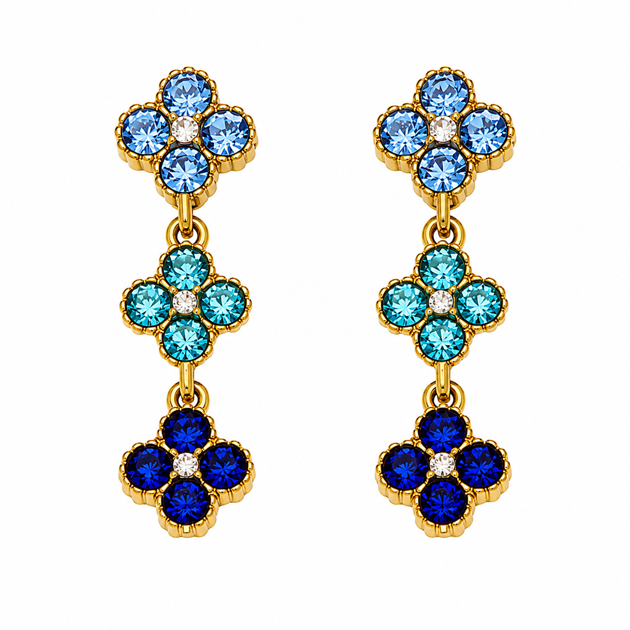 The Gold Sahara Clover Dangle Stud Earrings
