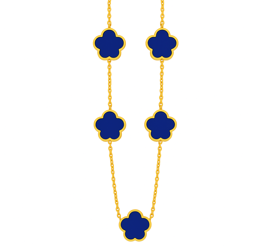 The Gold Dark Blue Nights Clover Gold Necklace