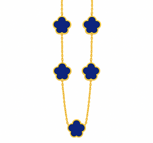 The Gold Dark Blue Nights Clover Gold Necklace