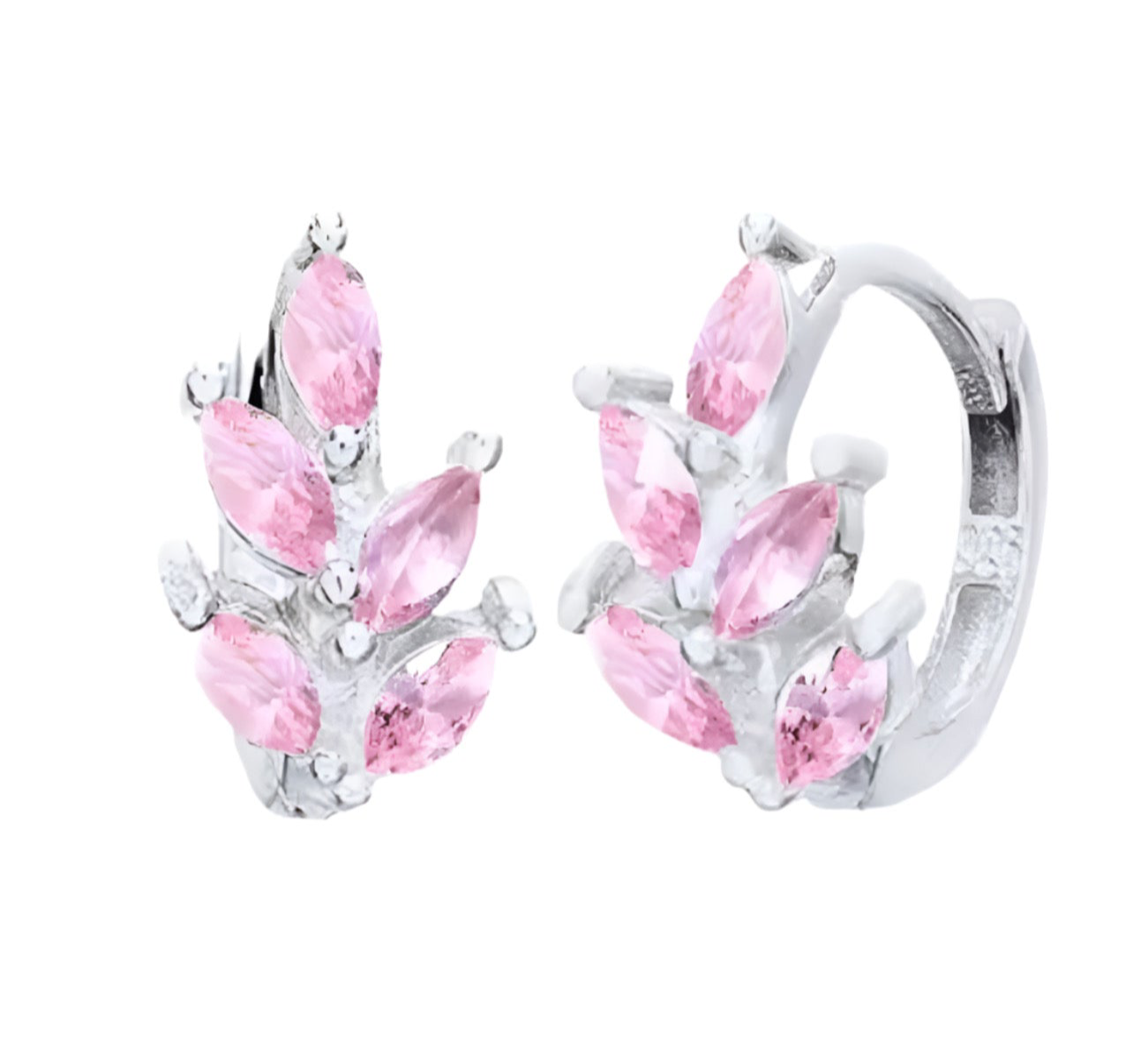The Silver Pink Mini Flower Sparkle Garden Hoops