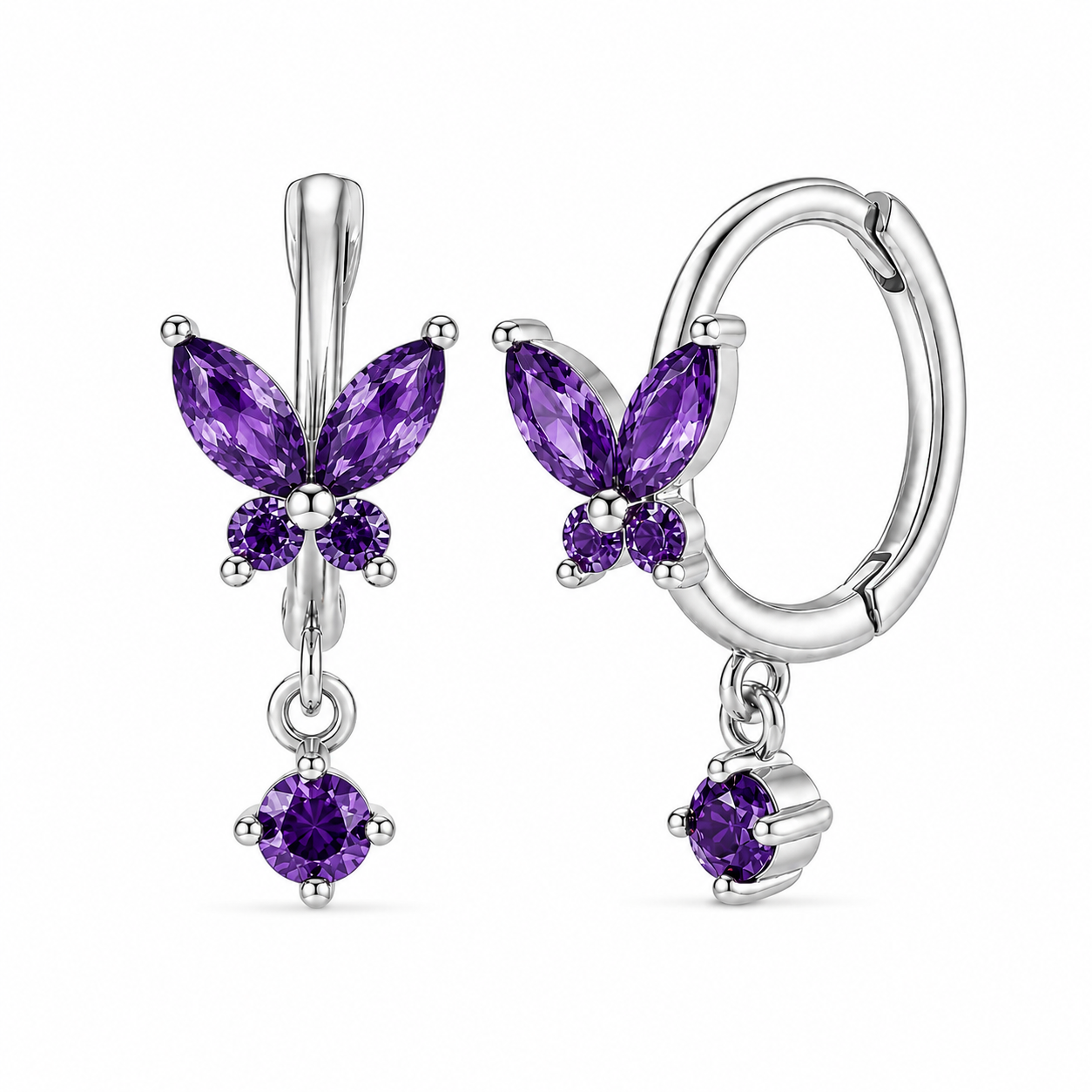 The Silver Butterfly Crystal Huggies