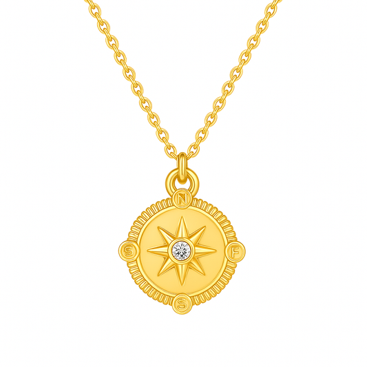 The Gold Guiding Star Compass Necklace