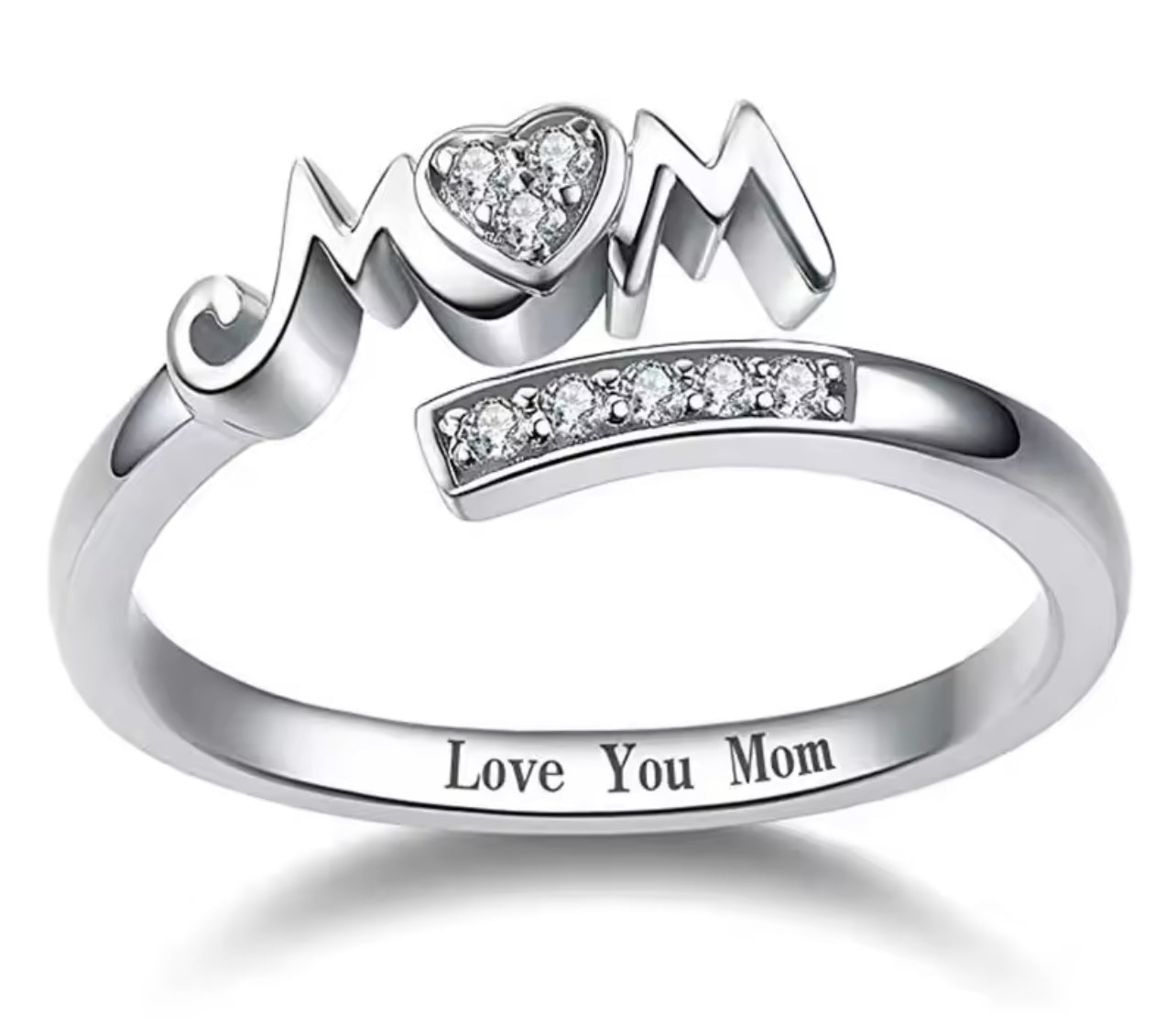 The Adjustable Silver Engraved Mother’s Day Ring