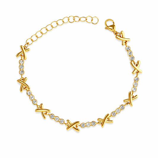 The Gold Sparkling Gemma Kiss Tennis Bracelet