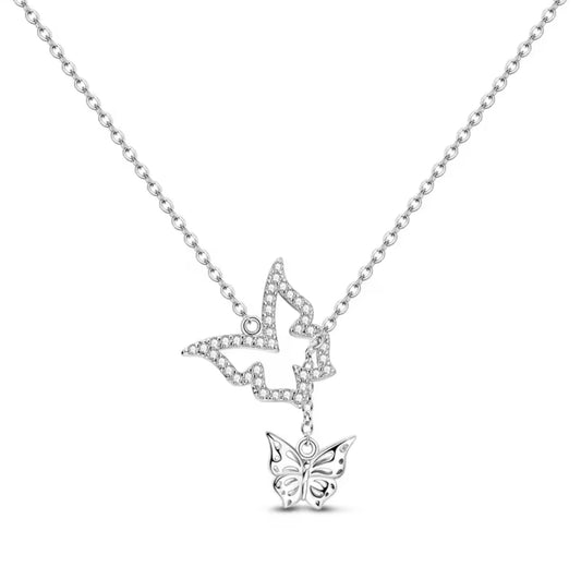 The Silver Mummy & Me Butterfly Flutter Necklace