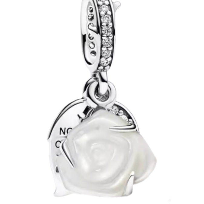 The White Luxury Rose Charm